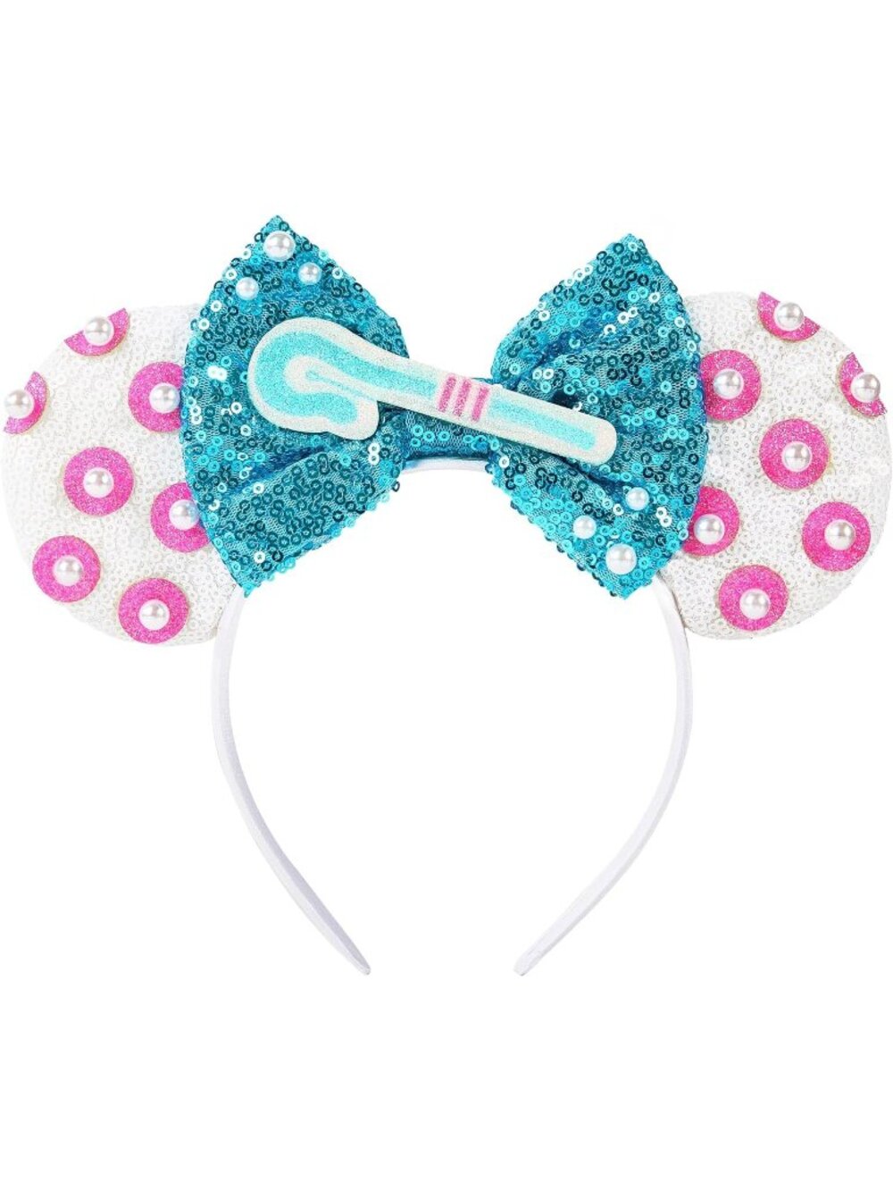 Women White Blue Cartoon Mickey Mouse Costume Headband For Cosplay